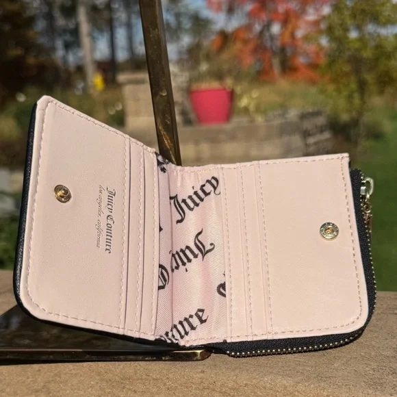 Juicy Couture Black Quilted Wallet with Gold Charms Faux Leather Exclusive - Picture 5 of 7